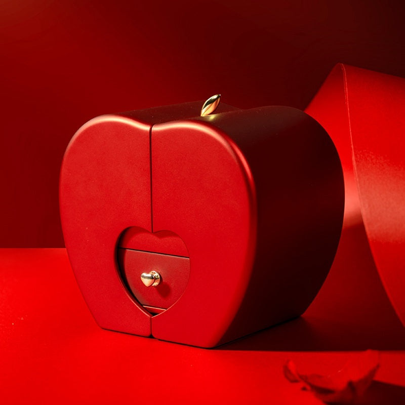Red Apple Rose Jewelry Box – Timeless Gift with Eternal Flower & Necklace Holder - Brillare Bijou