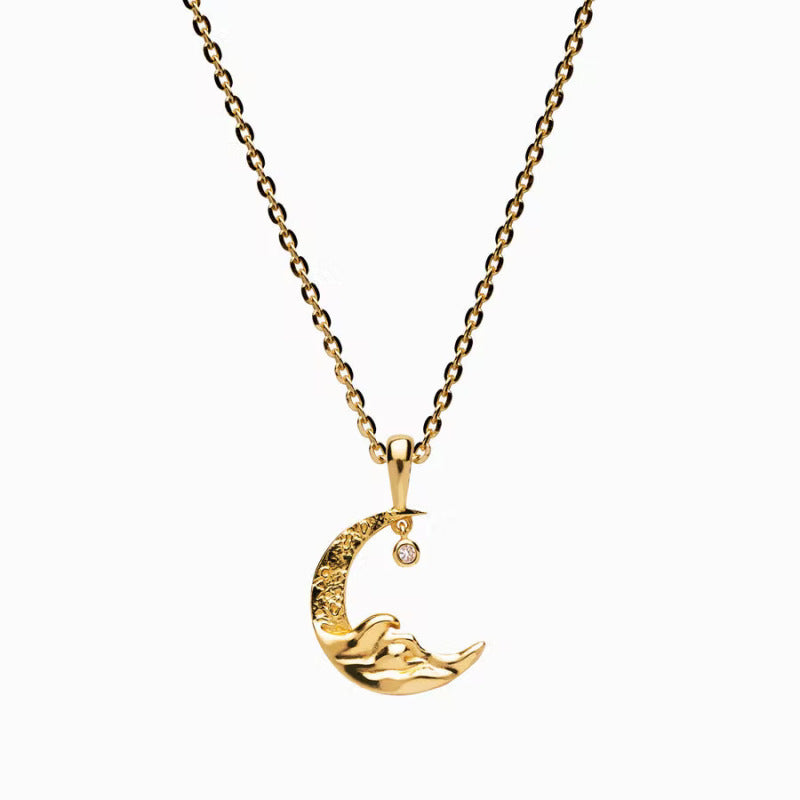 18K Gold-Plated Crescent Moon Pendant Necklace – Celestial Elegance for Every Occasion - Brillare Bijou