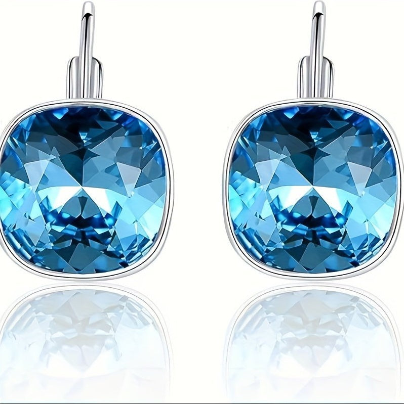 18K White Gold Crystal-Plated Hypoallergenic Pendant Earrings – Radiant Elegance for Sensitive Ears - Brillare Bijou
