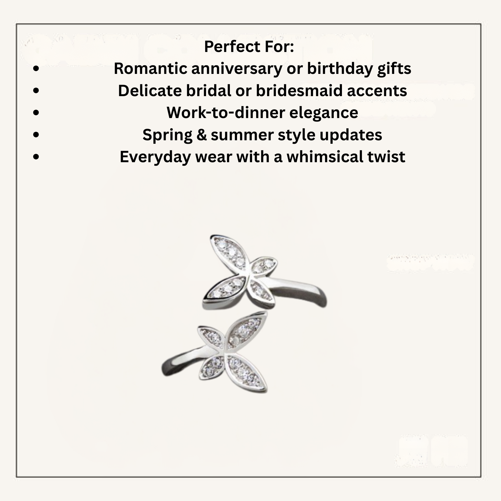 Butterfly Bloom Sterling Silver Adjustable Ring - Brillare Bijou