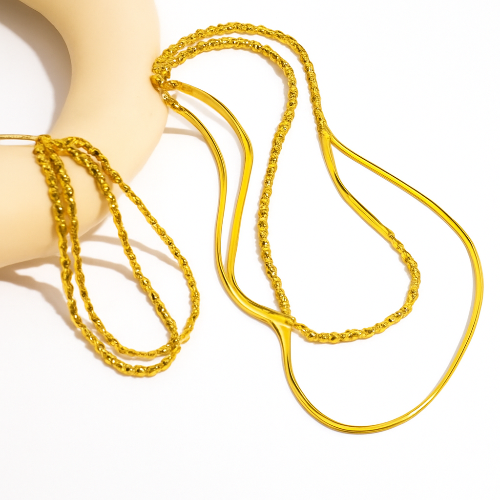18K Gold-Plated Titanium Steel Triple-Layer Necklace – Effortless Elegance in Every Layer - Brillare Bijou