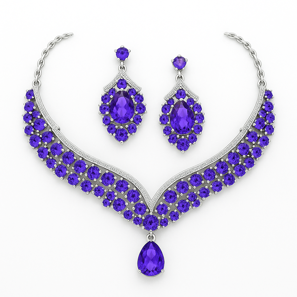 Crystal Cascade Bridal Jewelry Set – Rhinestone Waterdrop Choker & Drop Earrings - Brillare Bijou
