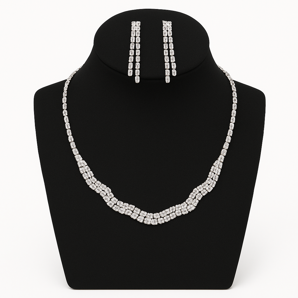 Gilded Luxe 4-Piece Set – Claw Chain Crystal Necklace, Earrings, Bracelet & Ring - Brillare Bijou