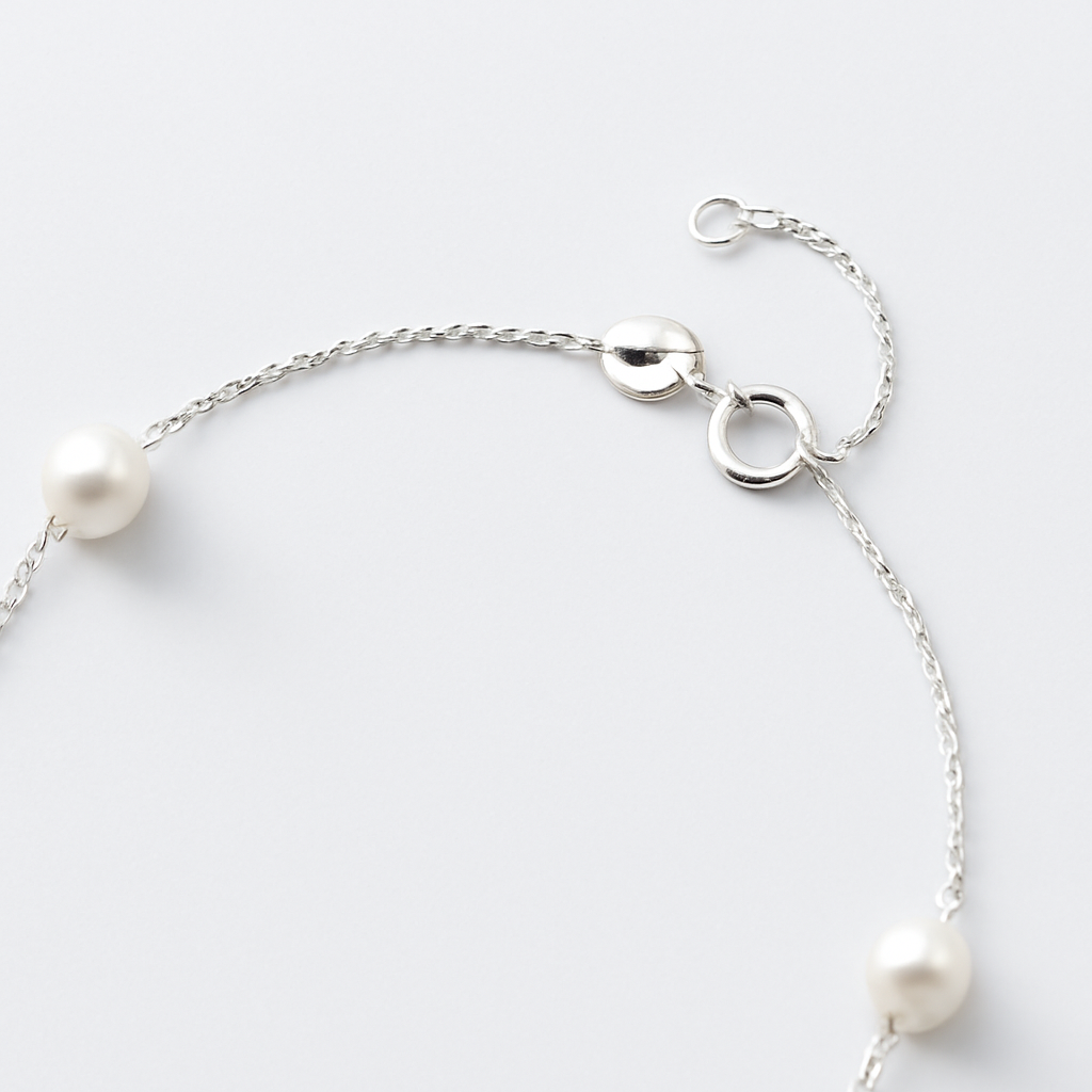 Timeless Elegance: Synthetic Pearl & 925 Silver Beaded Bracelet - Brillare Bijou