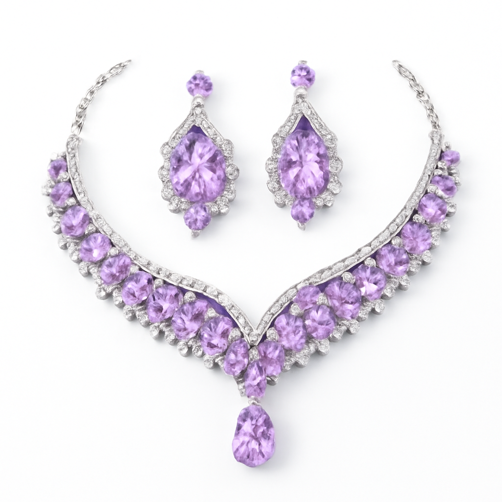 Crystal Cascade Bridal Jewelry Set – Rhinestone Waterdrop Choker & Drop Earrings - Brillare Bijou