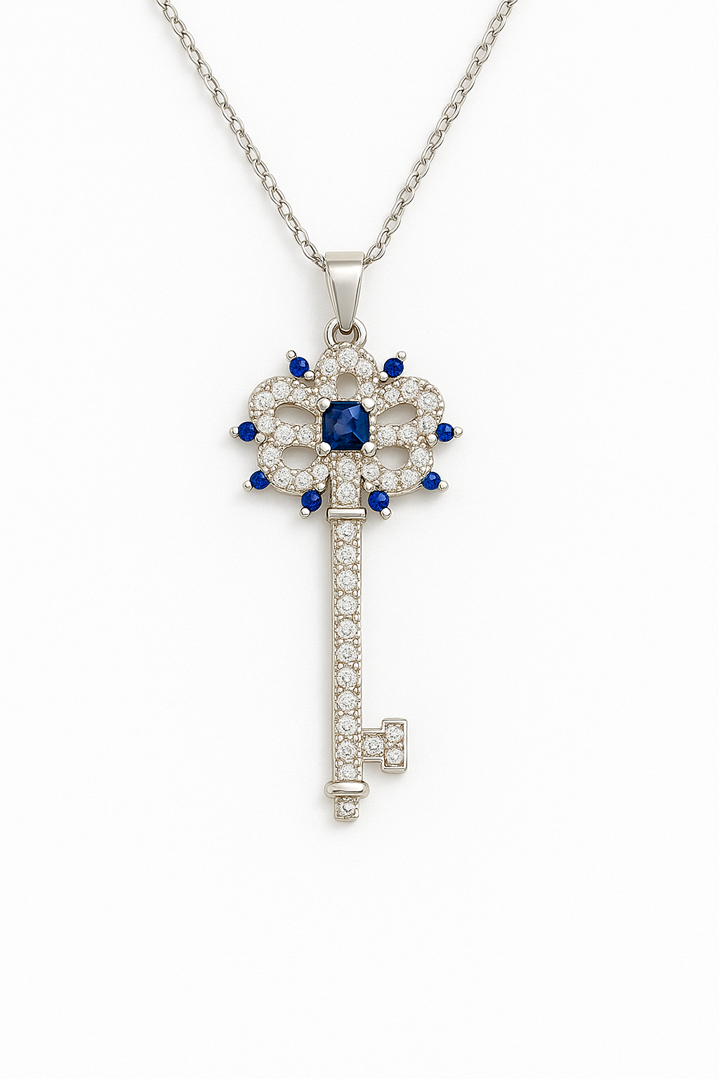 Golden Key to Elegance: Copper-Plated Zircon Pendant Necklace - Brillare Bijou