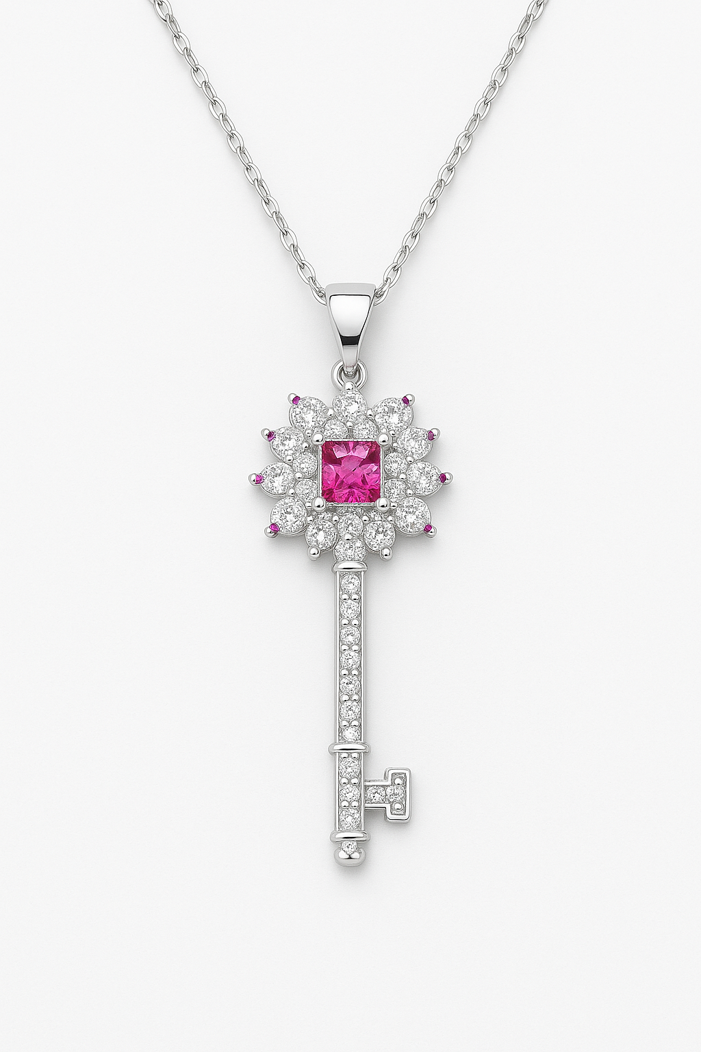 Golden Key to Elegance: Copper-Plated Zircon Pendant Necklace - Brillare Bijou