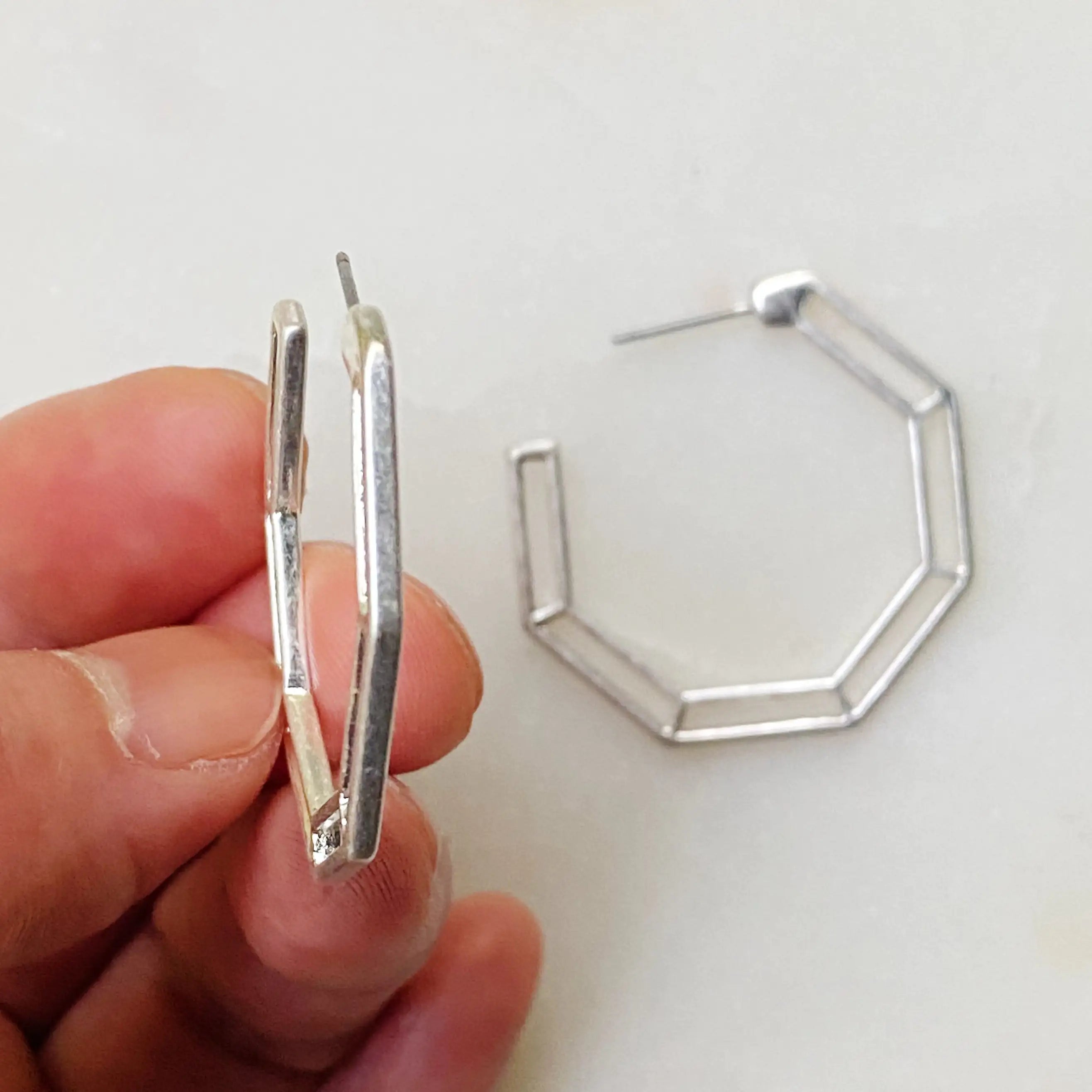 Dimensional Everyday Hoop Earrings – Modern Gold or Silver Hoops for Effortless Style - Brillare Bijou