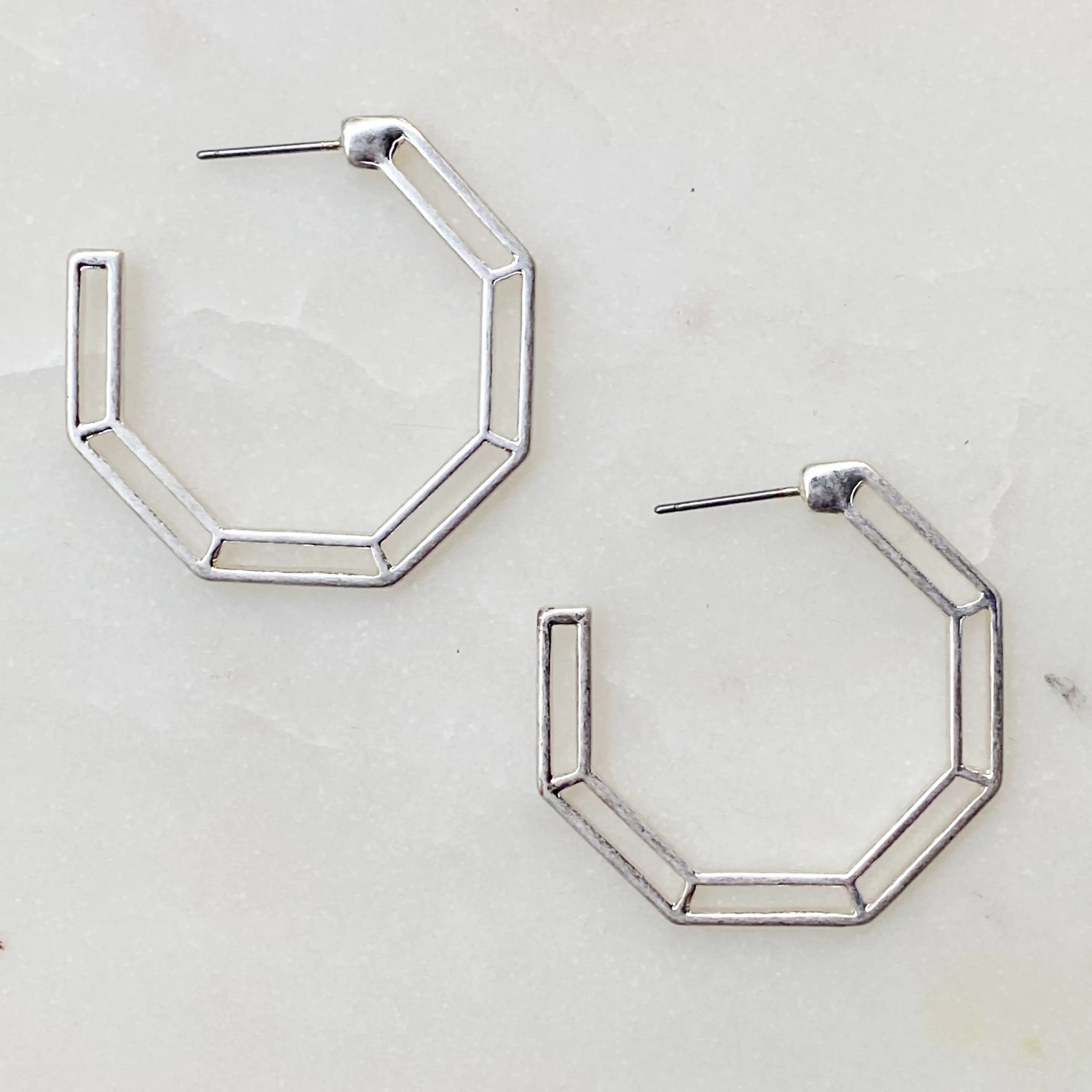 Dimensional Everyday Hoop Earrings – Modern Gold or Silver Hoops for Effortless Style - Brillare Bijou