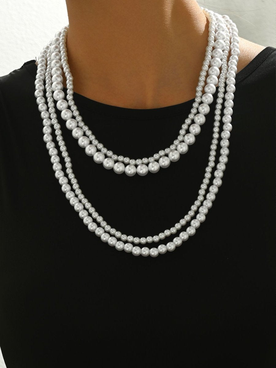 Elegant Multi-Layer Pearl Beaded Necklace – Classic & Timeless Statement Jewelry - Brillare Bijou