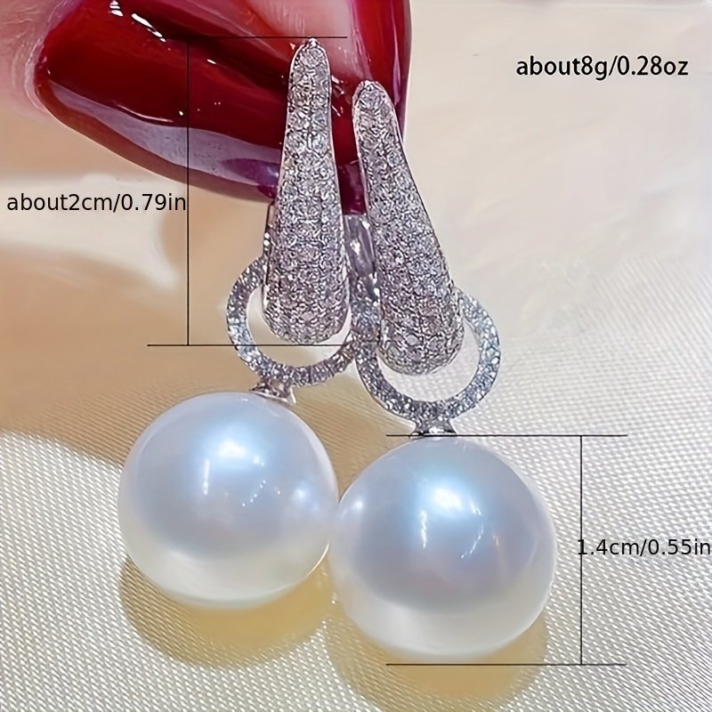 Elegant Pearl Drop Earrings with Diamond Accents – Timeless Sophistication in Sterling Silver - Brillare Bijou