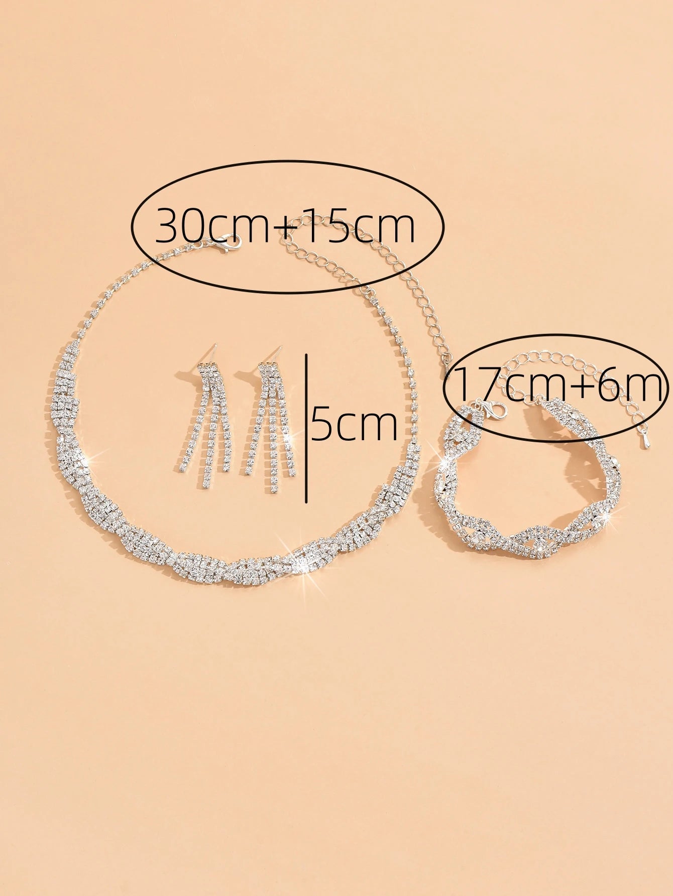 4-piece fashionable women's jewelry set with claw chains, rhinestones, necklaces, earrings, bracelets, gorgeous jewelry accessor - Brillare Bijou