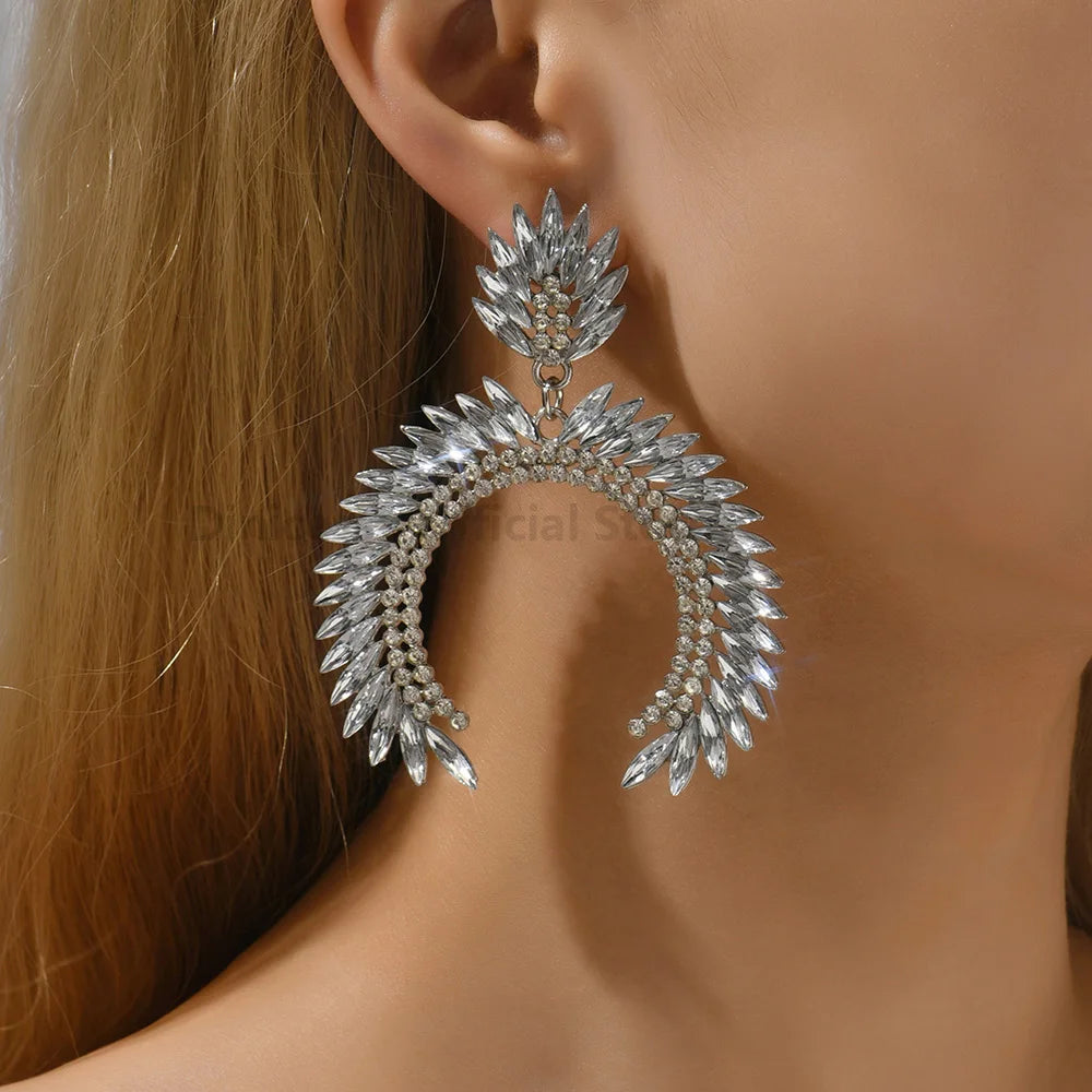 Glam Chain Tassel Drop Earrings – Gold Rhinestone Statement for Night Out or Gift - Brillare Bijou