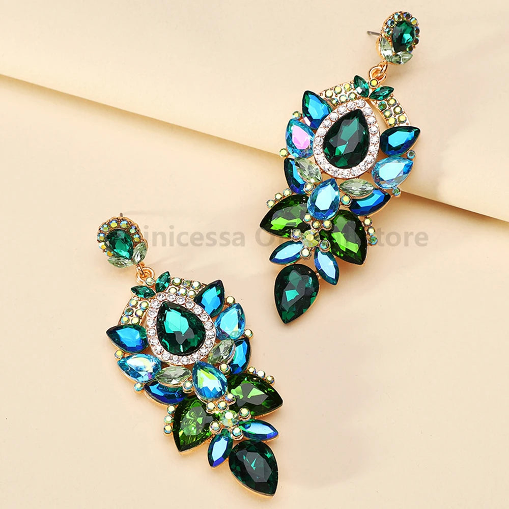 Fashion Geometric Glamorous Decor Prom Dangle Drop Earrings For Women Trend Luxury Design Charm Party Jewelry Ear Accessories - Brillare Bijou