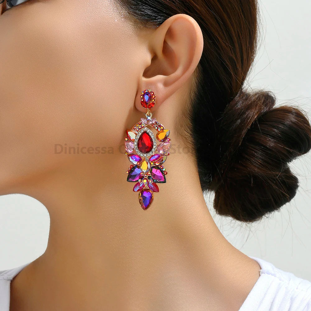 Fashion Geometric Glamorous Decor Prom Dangle Drop Earrings For Women Trend Luxury Design Charm Party Jewelry Ear Accessories - Brillare Bijou