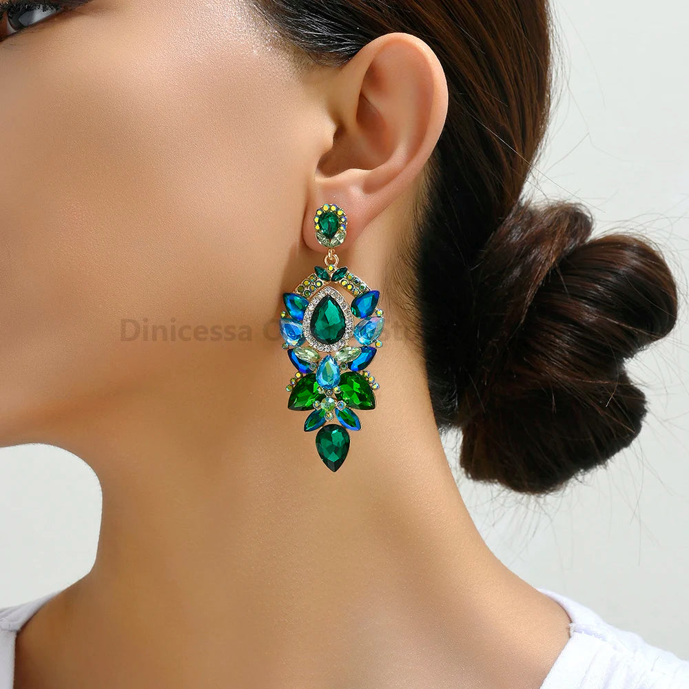 Fashion Geometric Glamorous Decor Prom Dangle Drop Earrings For Women Trend Luxury Design Charm Party Jewelry Ear Accessories - Brillare Bijou