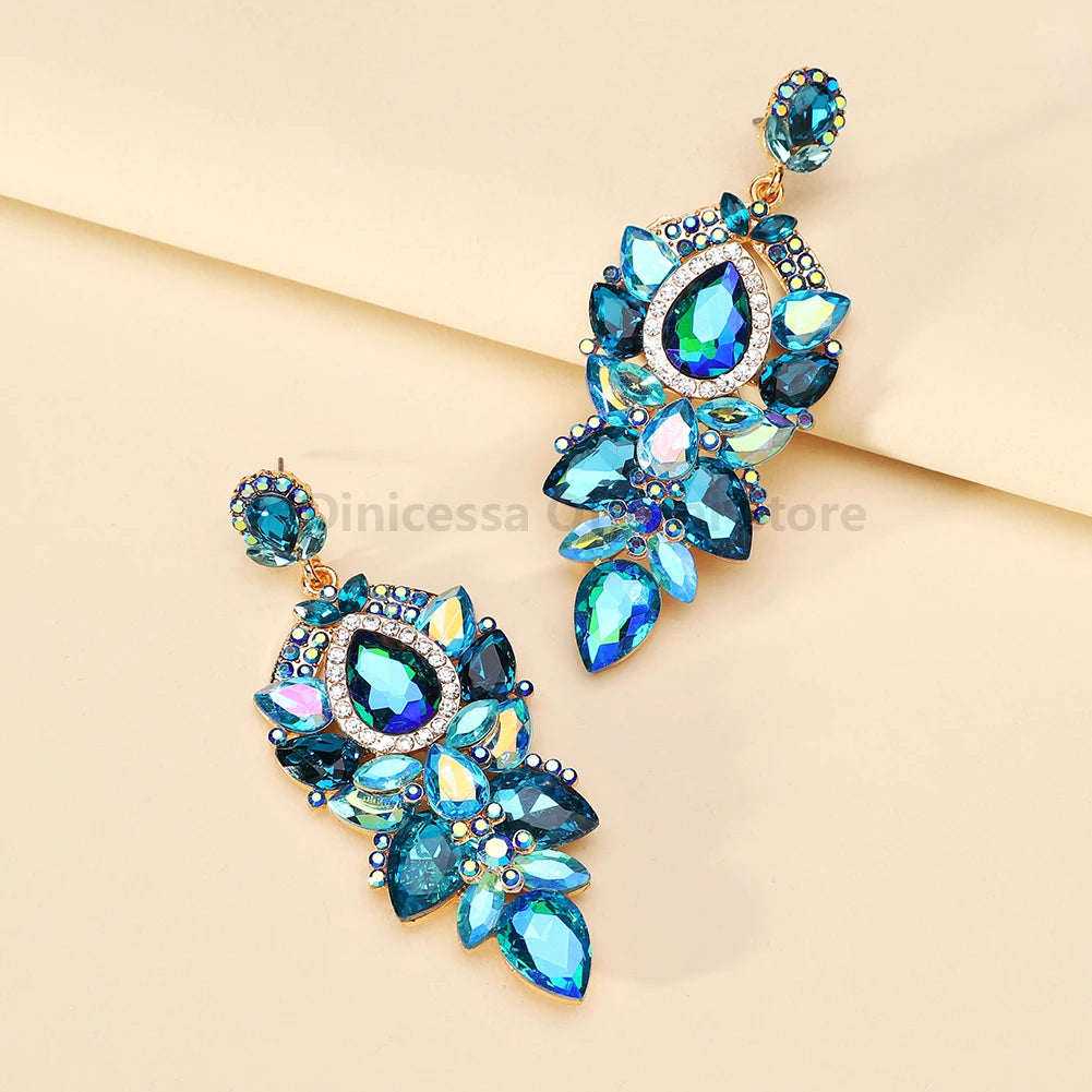 Fashion Geometric Glamorous Decor Prom Dangle Drop Earrings For Women Trend Luxury Design Charm Party Jewelry Ear Accessories - Brillare Bijou