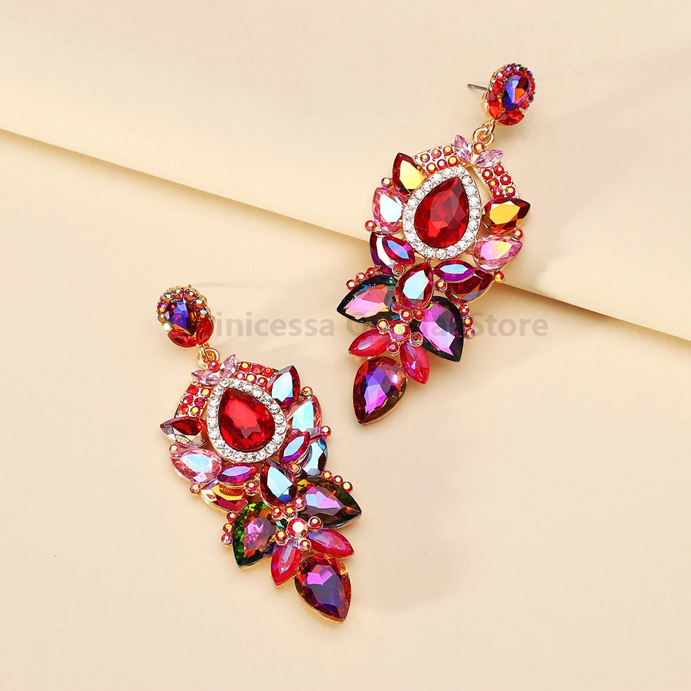 Fashion Geometric Glamorous Decor Prom Dangle Drop Earrings For Women Trend Luxury Design Charm Party Jewelry Ear Accessories - Brillare Bijou