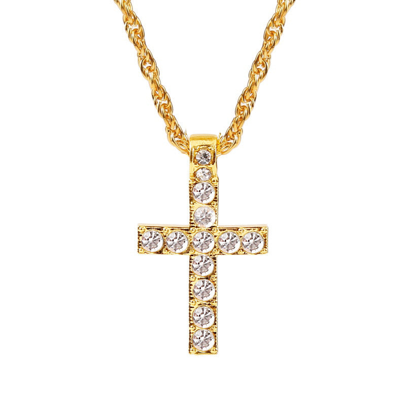 Iced Cross Pendant Necklace – Hip-Hop Rope Chain for Men & Women - Brillare Bijou