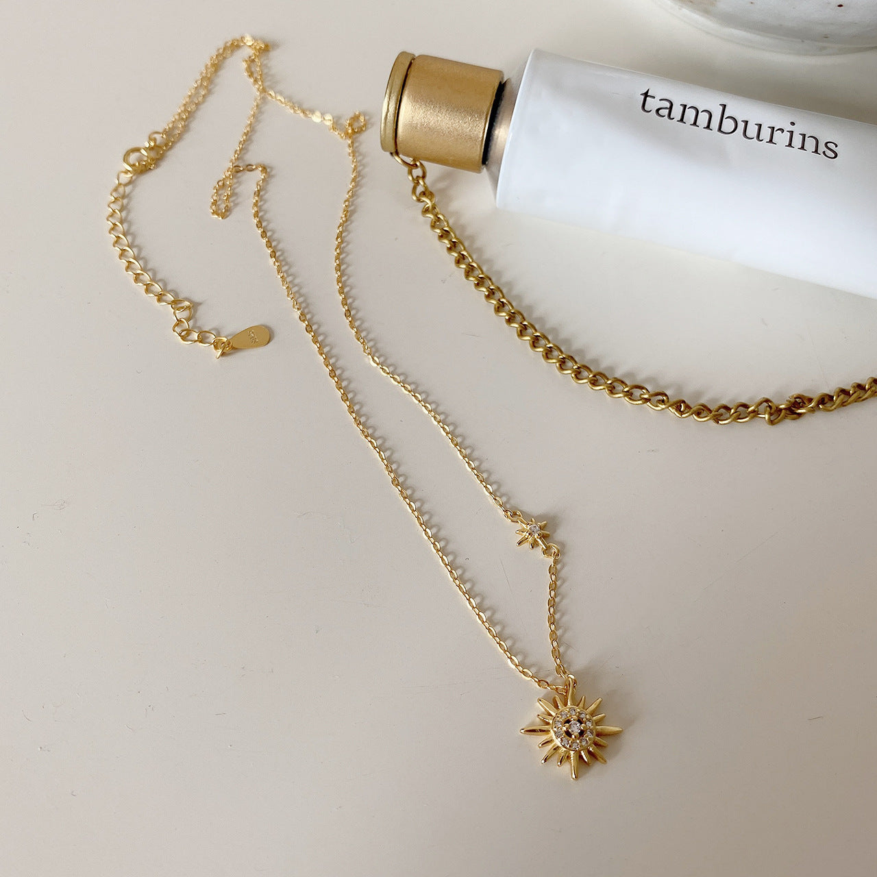 Minimalist 18K Gold-Plated Sterling Silver Geometric Zircon Necklace – Korean-Inspired Elegance - Brillare Bijou