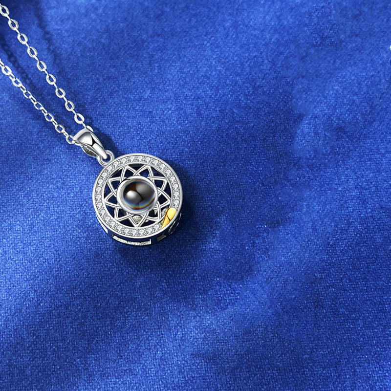 Sun & Moon Magnetic Projection Necklace Set – 'I Love You' in 100 Languages - Brillare Bijou