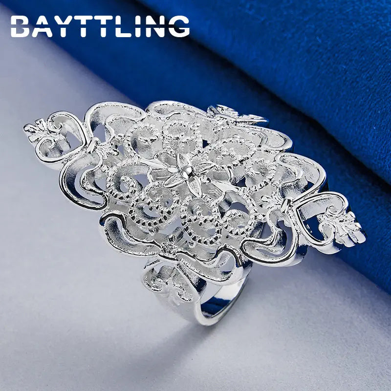 BAYTTLING 925 Sterling Silver 6/7/8/9/10# Hollow Pattern Ring For Women Fashion Wedding Temperament Jewelry Accessories - Brillare Bijou