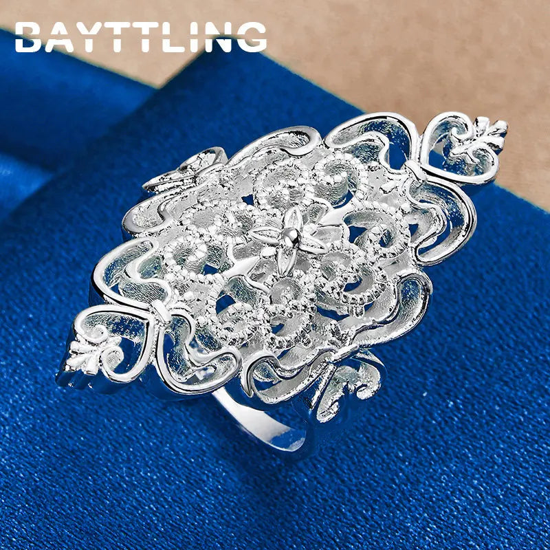 BAYTTLING 925 Sterling Silver 6/7/8/9/10# Hollow Pattern Ring For Women Fashion Wedding Temperament Jewelry Accessories - Brillare Bijou