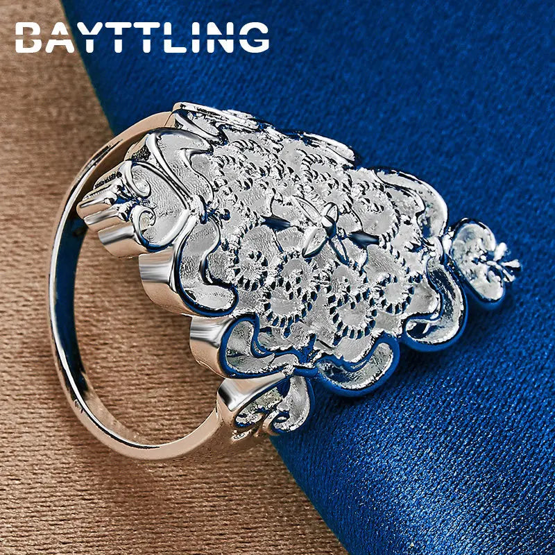 BAYTTLING 925 Sterling Silver 6/7/8/9/10# Hollow Pattern Ring For Women Fashion Wedding Temperament Jewelry Accessories - Brillare Bijou