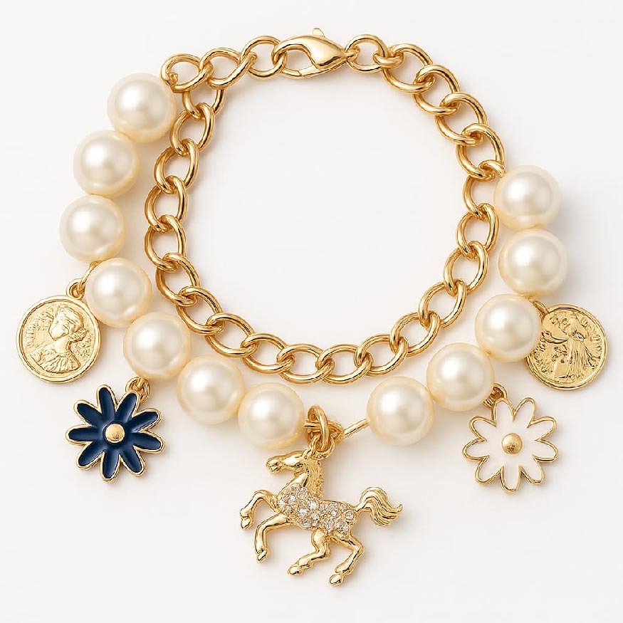 Pearl Blossom Bracelet – Timeless Elegance with Floral Charm - Brillare Bijou