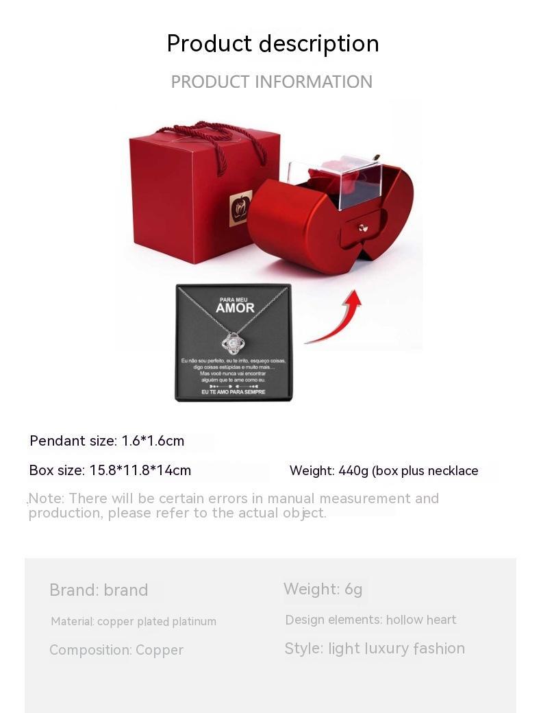 Red Apple Rose Jewelry Box – Timeless Gift with Eternal Flower & Necklace Holder - Brillare Bijou