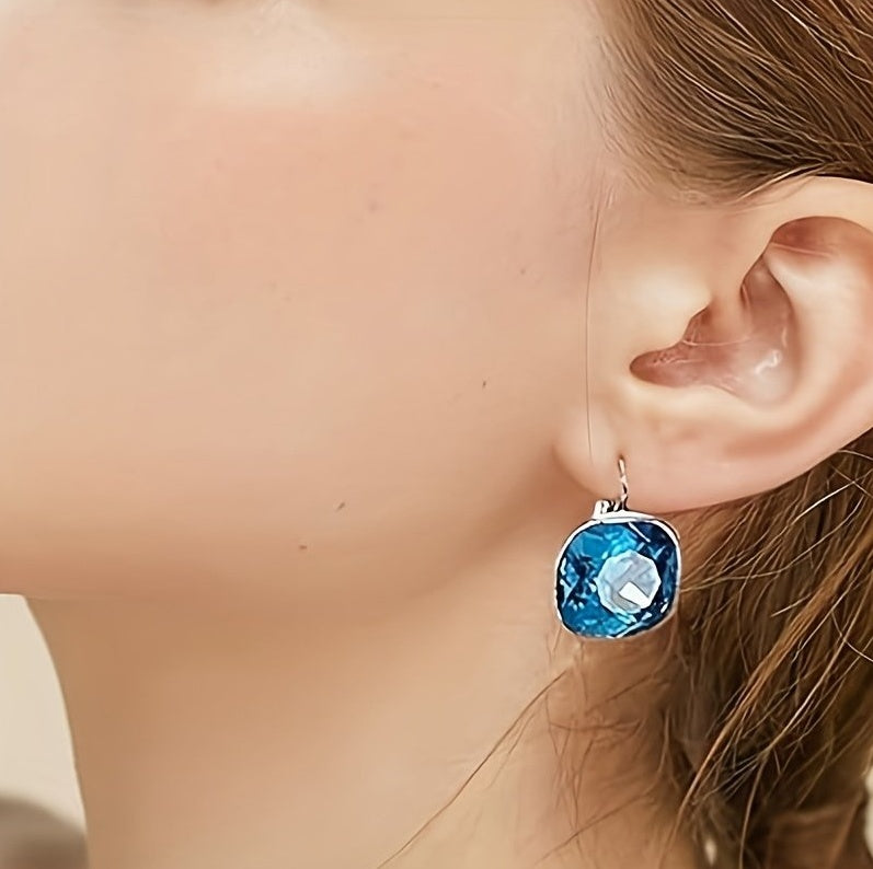 18K White Gold Crystal-Plated Hypoallergenic Pendant Earrings – Radiant Elegance for Sensitive Ears - Brillare Bijou