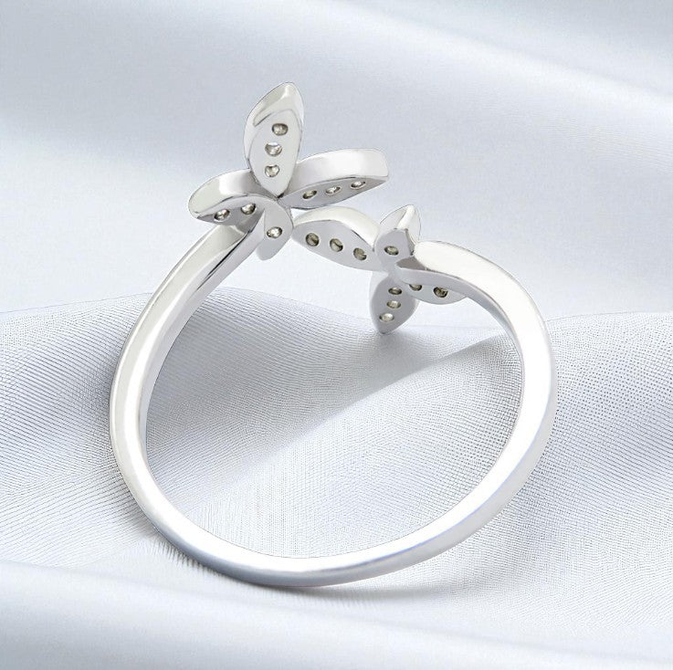 Butterfly Bloom Sterling Silver Adjustable Ring - Brillare Bijou
