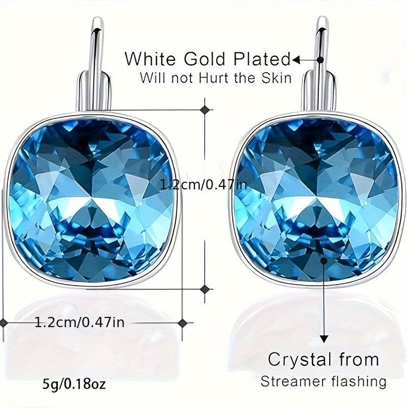 18K White Gold Crystal-Plated Hypoallergenic Pendant Earrings – Radiant Elegance for Sensitive Ears - Brillare Bijou
