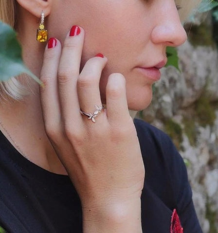 Butterfly Bloom Sterling Silver Adjustable Ring - Brillare Bijou