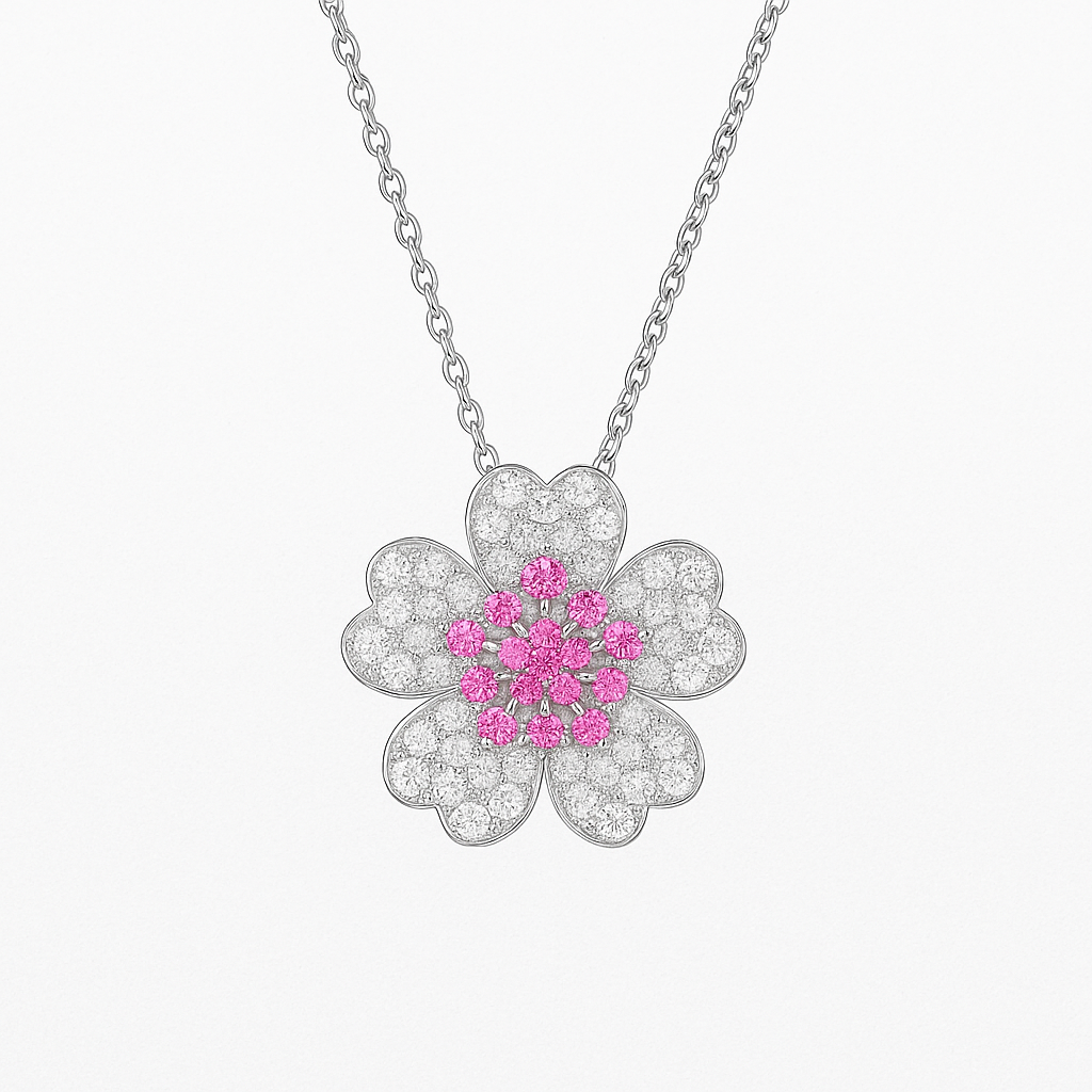 Blossom Dreams Bridal Jewelry Set – Pink Zircon Necklace, Earrings & Ring - Brillare Bijou