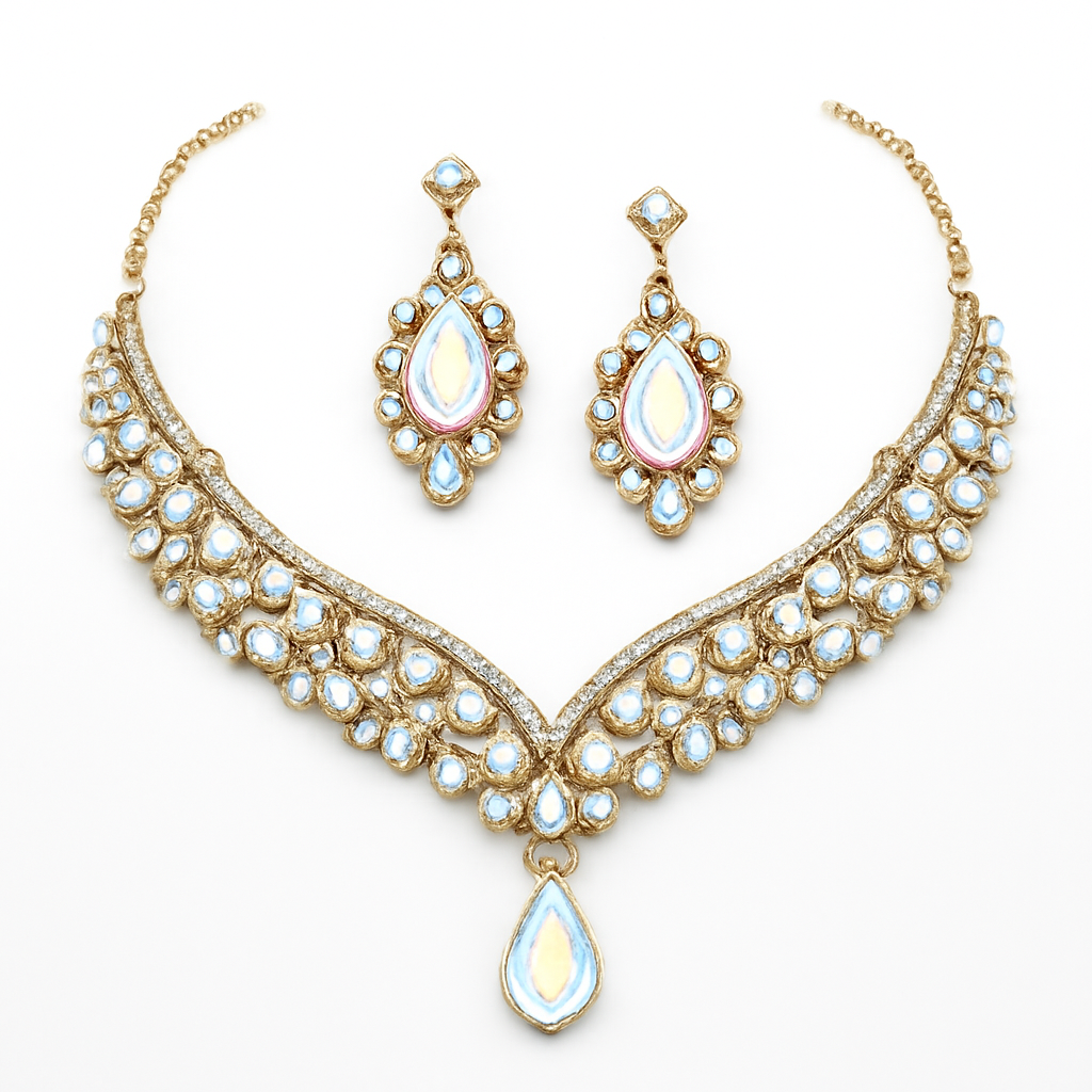 Crystal Cascade Bridal Jewelry Set – Rhinestone Waterdrop Choker & Drop Earrings - Brillare Bijou