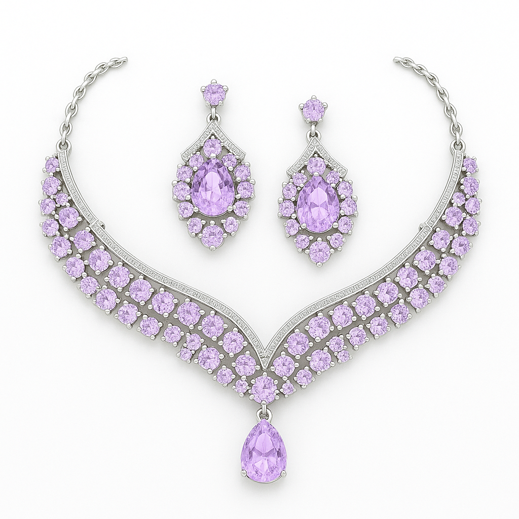 Crystal Cascade Bridal Jewelry Set – Rhinestone Waterdrop Choker & Drop Earrings - Brillare Bijou