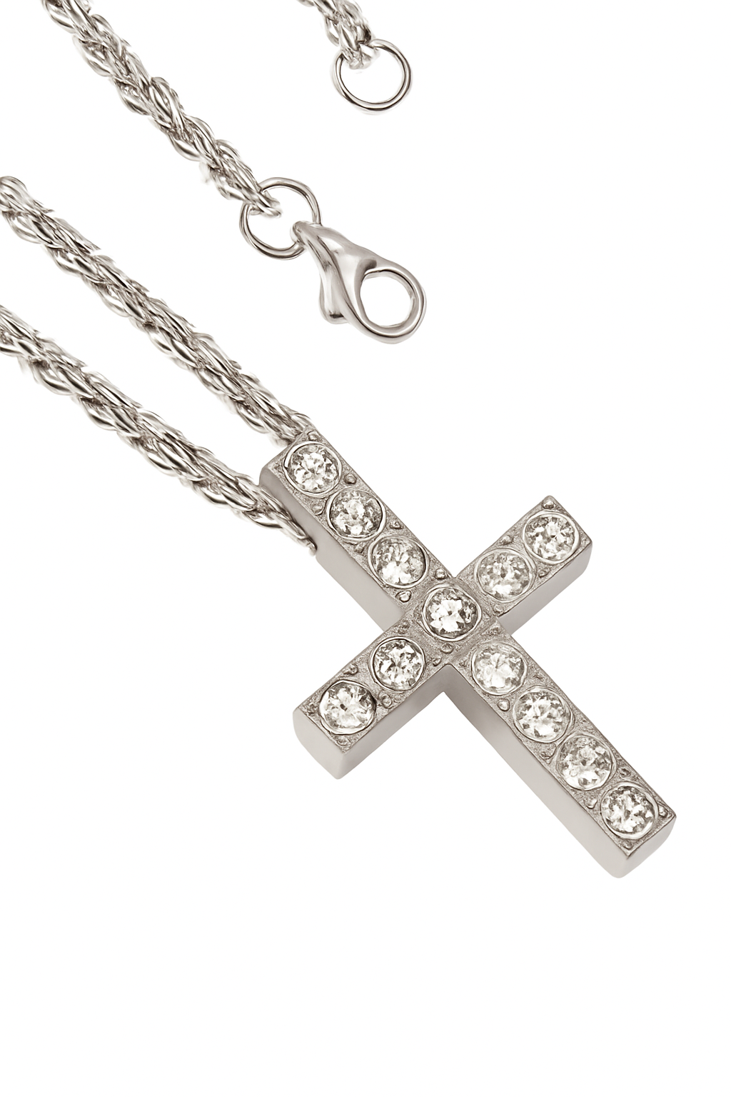 Iced Cross Pendant Necklace – Hip-Hop Rope Chain for Men & Women - Brillare Bijou