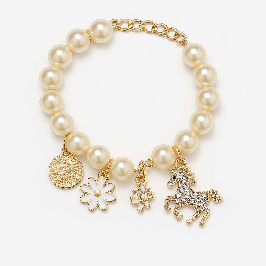 Pearl Blossom Bracelet – Timeless Elegance with Floral Charm - Brillare Bijou