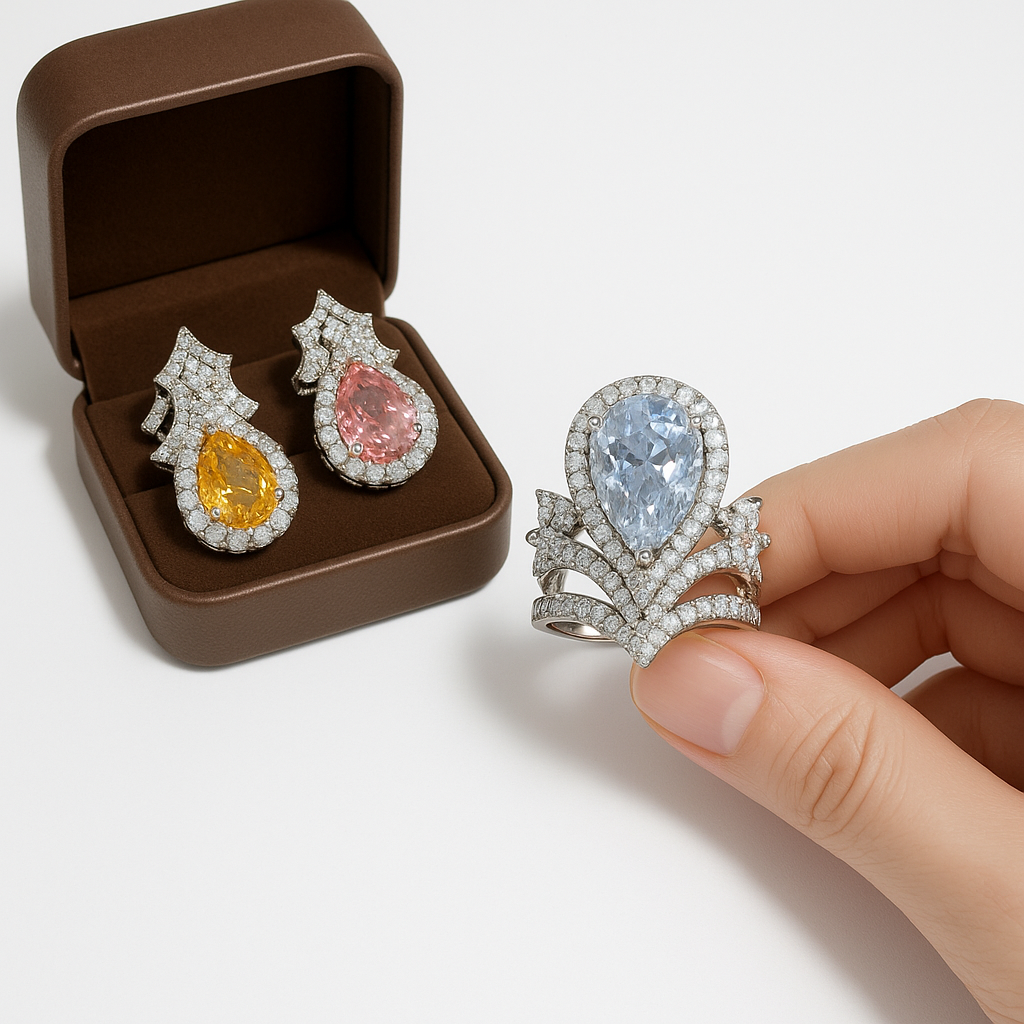 Pink Glimmer Adjustable Zirconia Ring – Y2K Inspired Statement Sparkle - Brillare Bijou