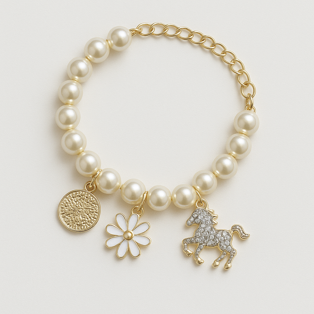 Pearl Blossom Bracelet – Timeless Elegance with Floral Charm - Brillare Bijou