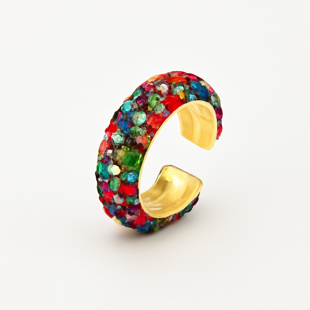 Vibrant C-Shape Rhinestone Hoop Earrings – Bold Colorful Statement Jewelry - Brillare Bijou
