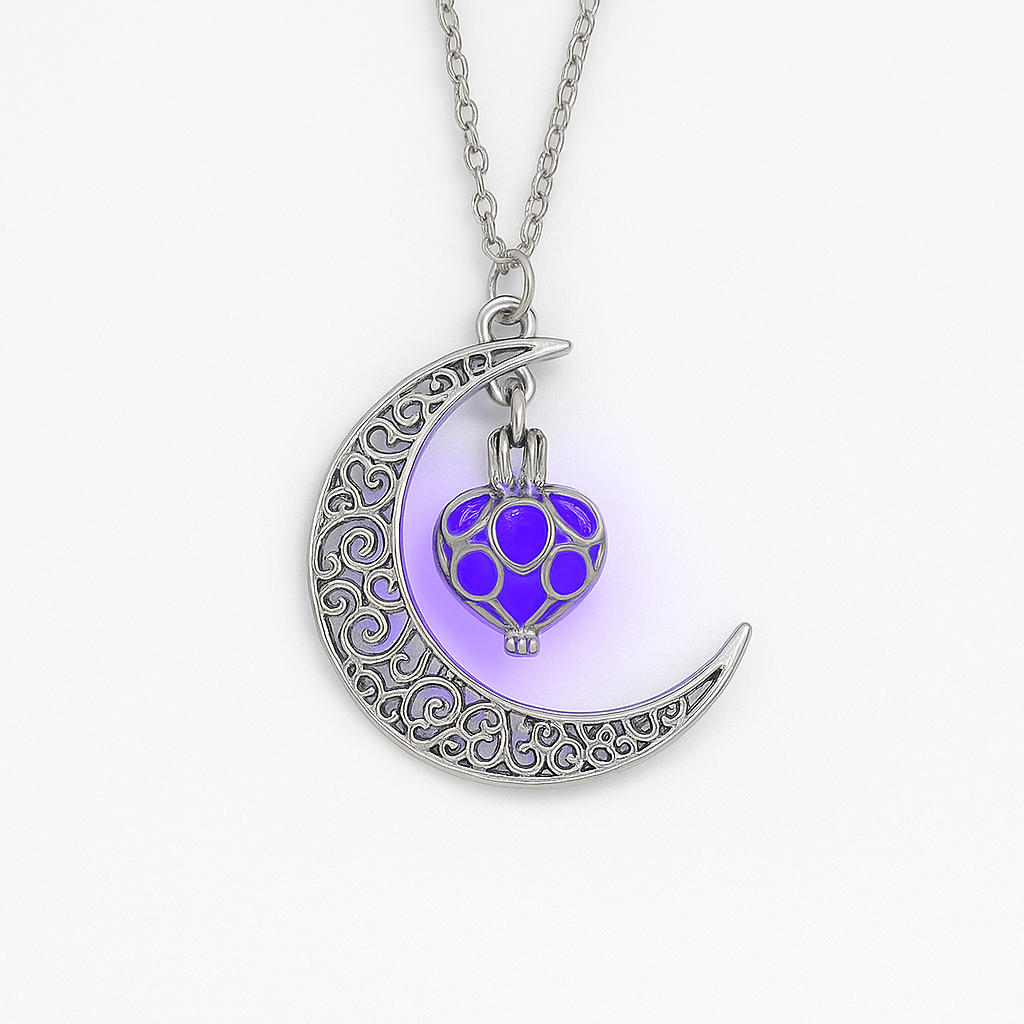 Luminous Love Pendant Necklace – Silver-Plated Glow-in-the-Dark Charm - Brillare Bijou
