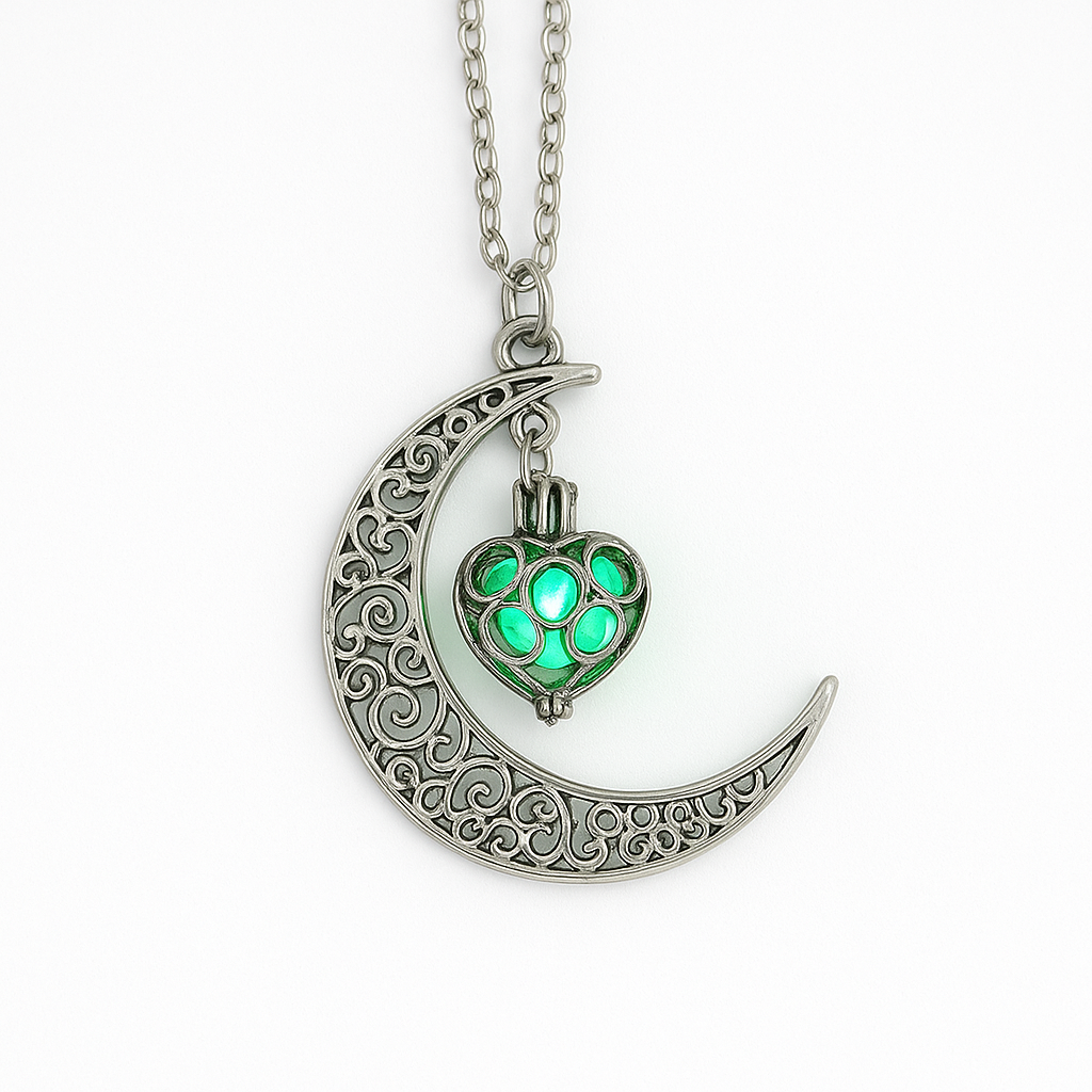 Luminous Love Pendant Necklace – Silver-Plated Glow-in-the-Dark Charm - Brillare Bijou