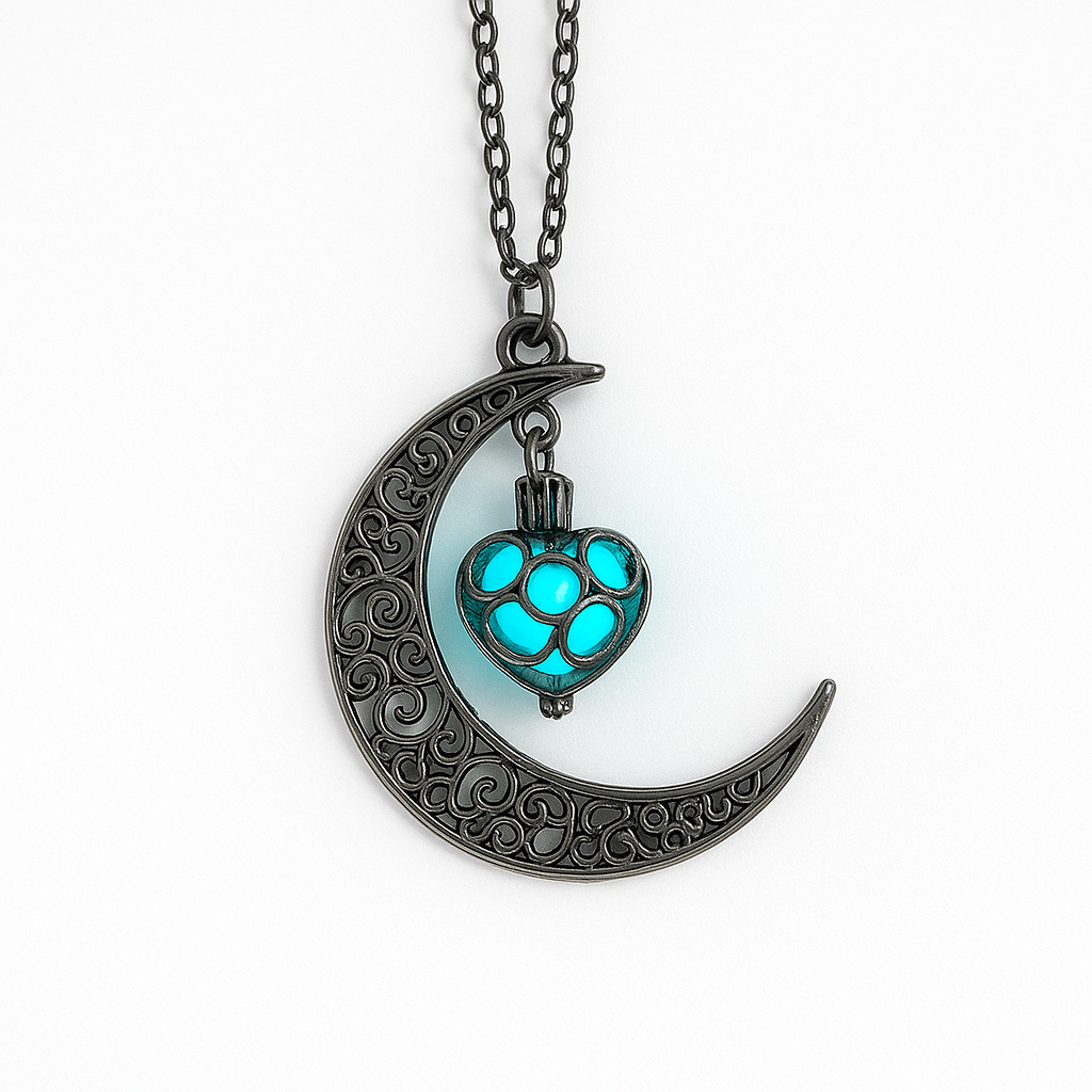 Luminous Love Pendant Necklace – Silver-Plated Glow-in-the-Dark Charm - Brillare Bijou