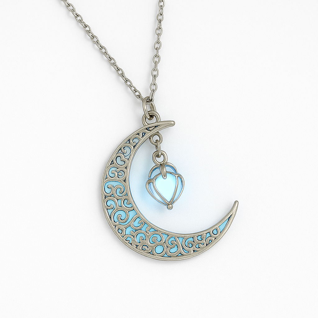 Luminous Love Pendant Necklace – Silver-Plated Glow-in-the-Dark Charm - Brillare Bijou