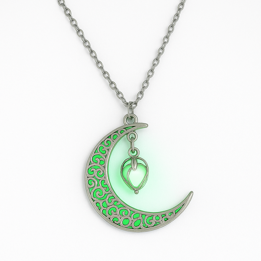 Luminous Love Pendant Necklace – Silver-Plated Glow-in-the-Dark Charm - Brillare Bijou