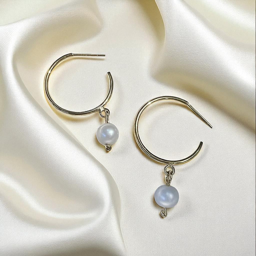 Freshwater Pearl Gold Hoop Earrings – Handcrafted Ethical Jewelry from Cambodia - Brillare Bijou
