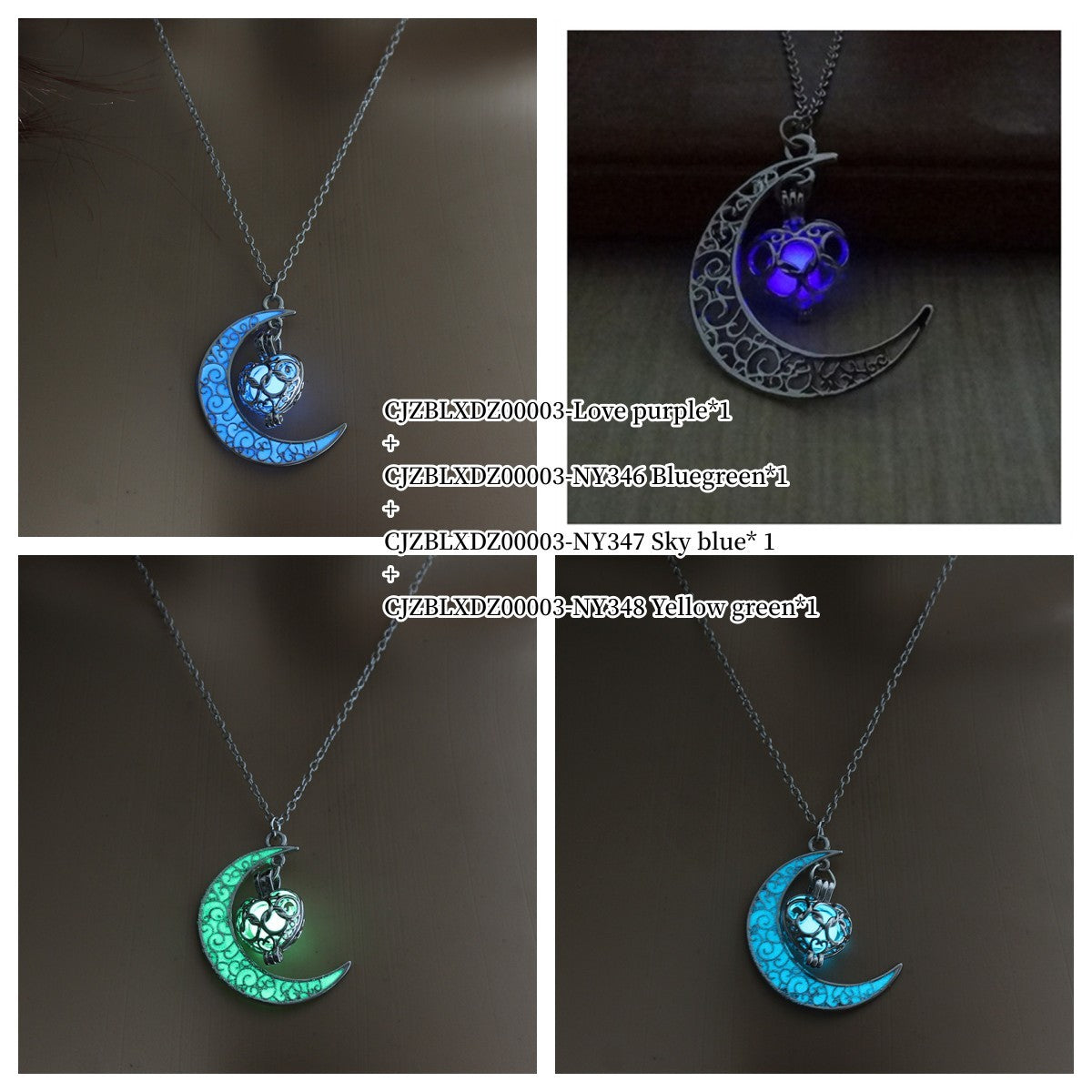 Luminous Love Pendant Necklace – Silver-Plated Glow-in-the-Dark Charm - Brillare Bijou