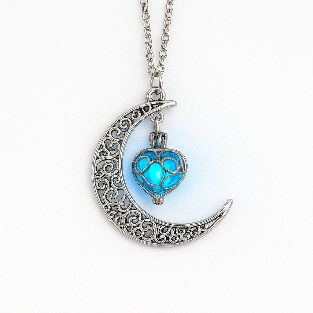 Luminous Love Pendant Necklace – Silver-Plated Glow-in-the-Dark Charm - Brillare Bijou